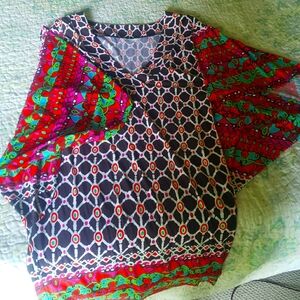 Trina Turk Tunic/ Cover Up - Black and Multi Color